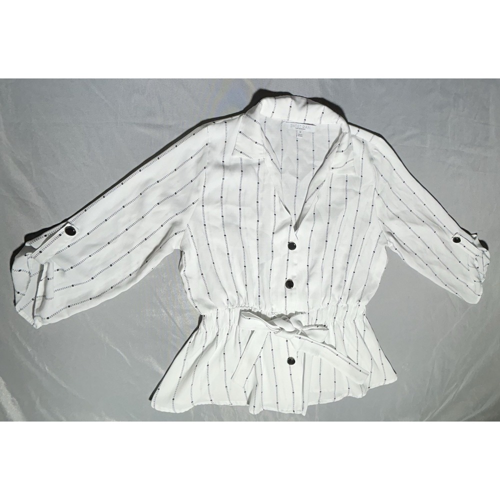Sweet Rain White with Black Striped Thread Blouse Size Medium